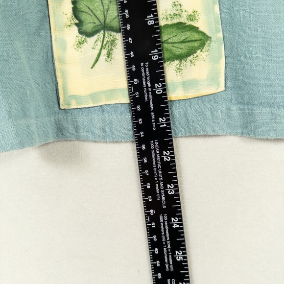 Cover Charge Shirt Womens One Size Blue Linen Button Up Patches Artsy Cottage - Picture 10 of 12